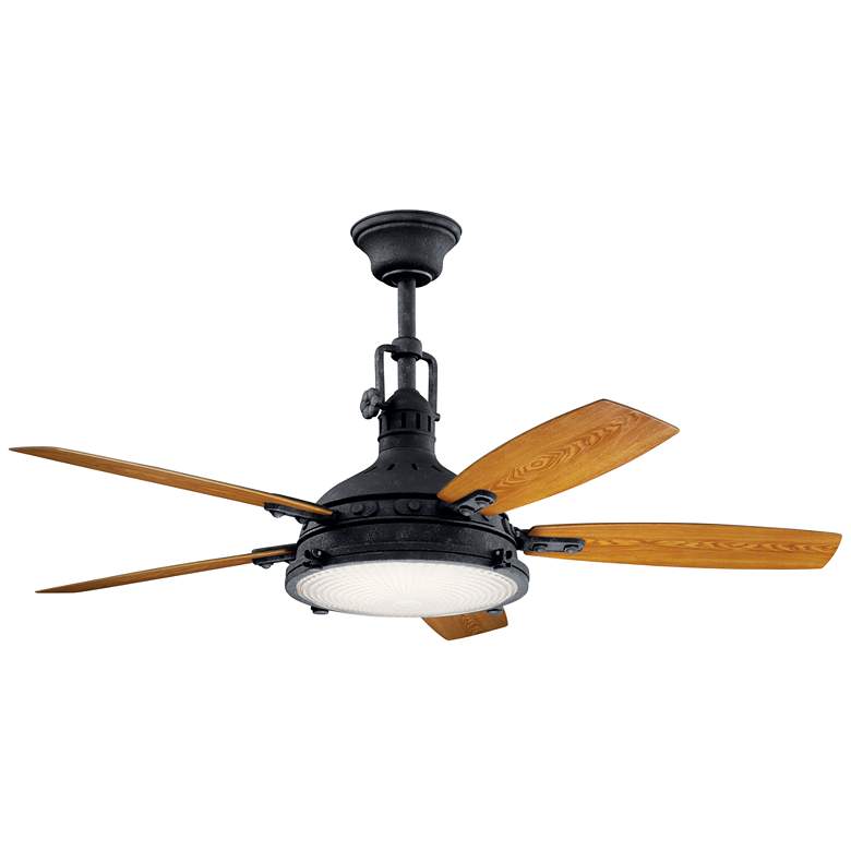 Image 5 52 inch Kichler Hatteras Bay Black Damp Rated LED Ceiling Fan with Remote more views