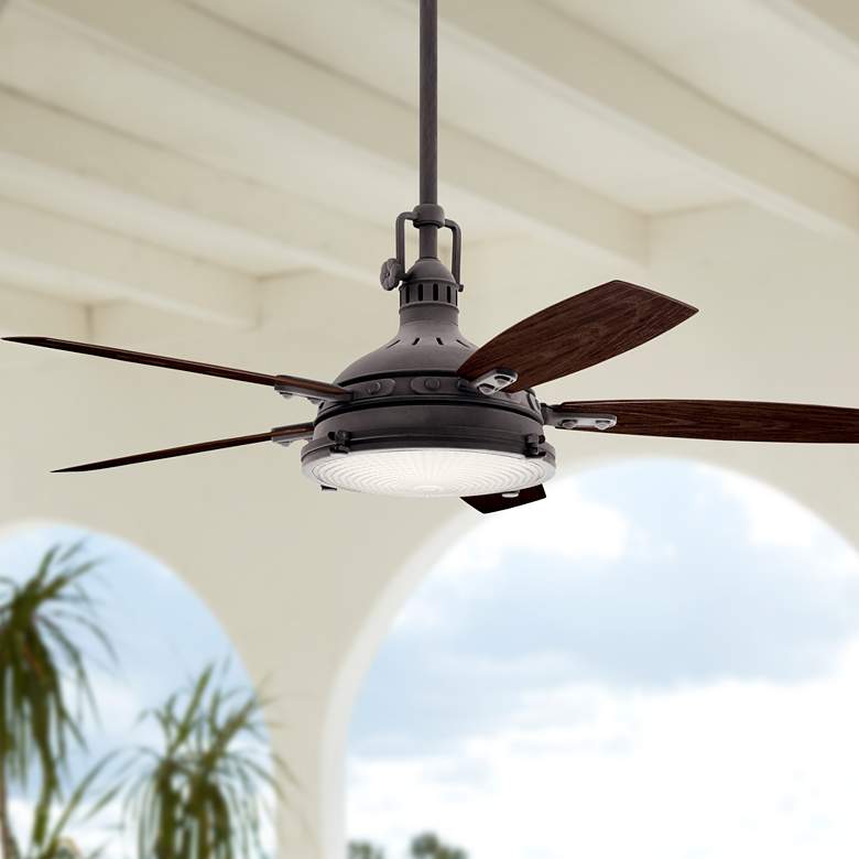 Image 1 52" Kichler Hatteras Bay Weathered Zinc LED Outdoor Ceiling Fan