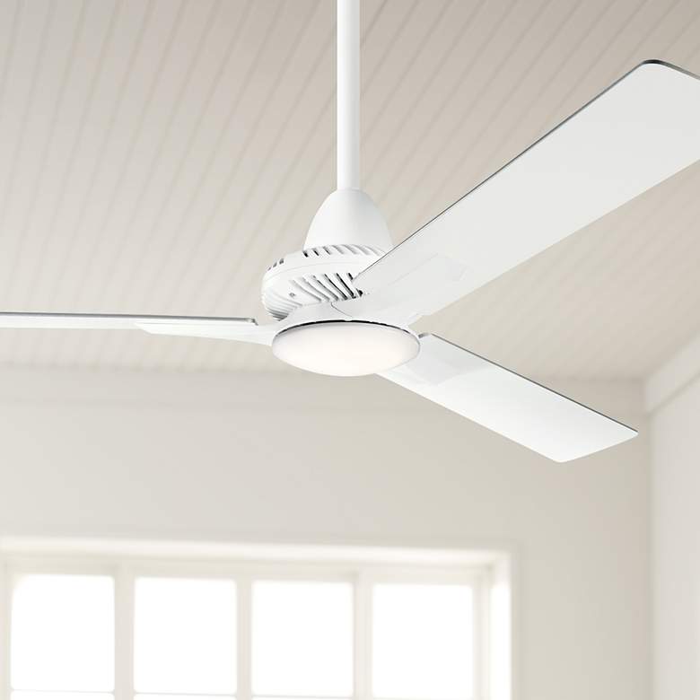Image 1 52 inch Kichler Kosmus Matte White LED Ceiling Fan with Remote