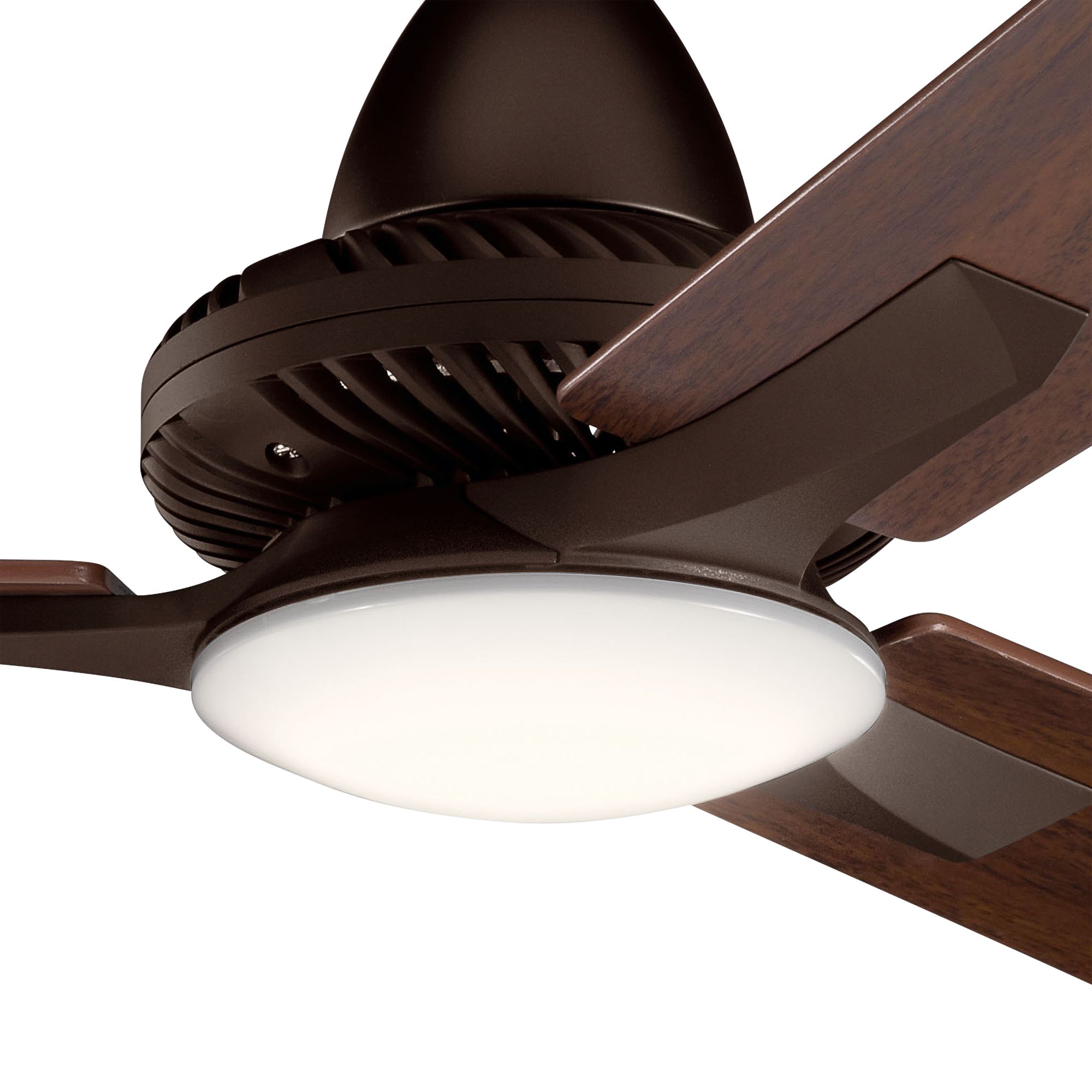 Kichler Kosmus 52" Ceiling Fan With LED Light & Remote - Satin Black, 3 Blades, Frosted White Glass
