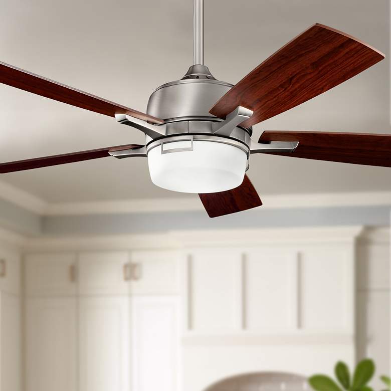 Image 1 52" Kichler Leeds Antique Pewter LED Ceiling Fan with Wall Control