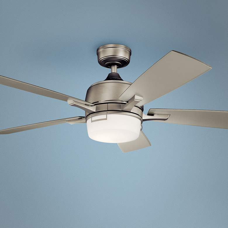 Image 1 52 inch Kichler Leeds Brushed Nickel LED Ceiling Fan with Wall Control