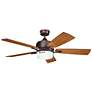 52" Kichler Leeds Oil-Brushed Bronze LED Ceiling Fan with Wall Control
