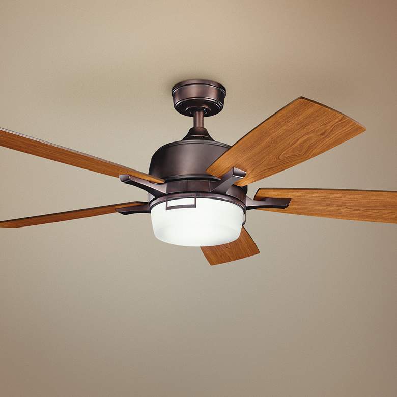 Image 1 52 inch Kichler Leeds Oil-Brushed Bronze LED Ceiling Fan with Wall Control