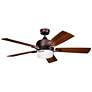 52" Kichler Leeds Oil-Brushed Bronze LED Ceiling Fan with Wall Control