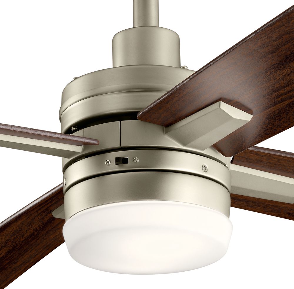 Image 3 52" Kichler Lija Brushed Nickel Ceiling Fan w/ Walnut Blades more views