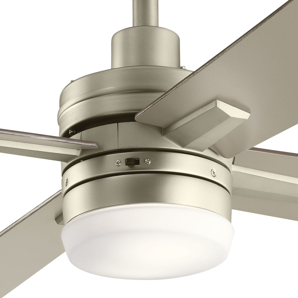 Image 4 52" Kichler Lija Brushed Nickel Ceiling Fan w/ Walnut Blades more views