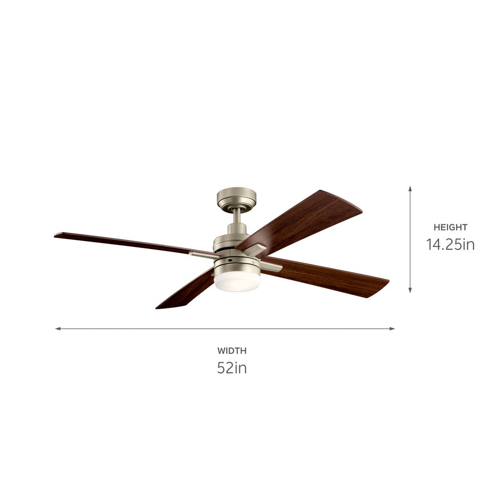 Image 7 52" Kichler Lija Brushed Nickel Ceiling Fan w/ Walnut Blades more views