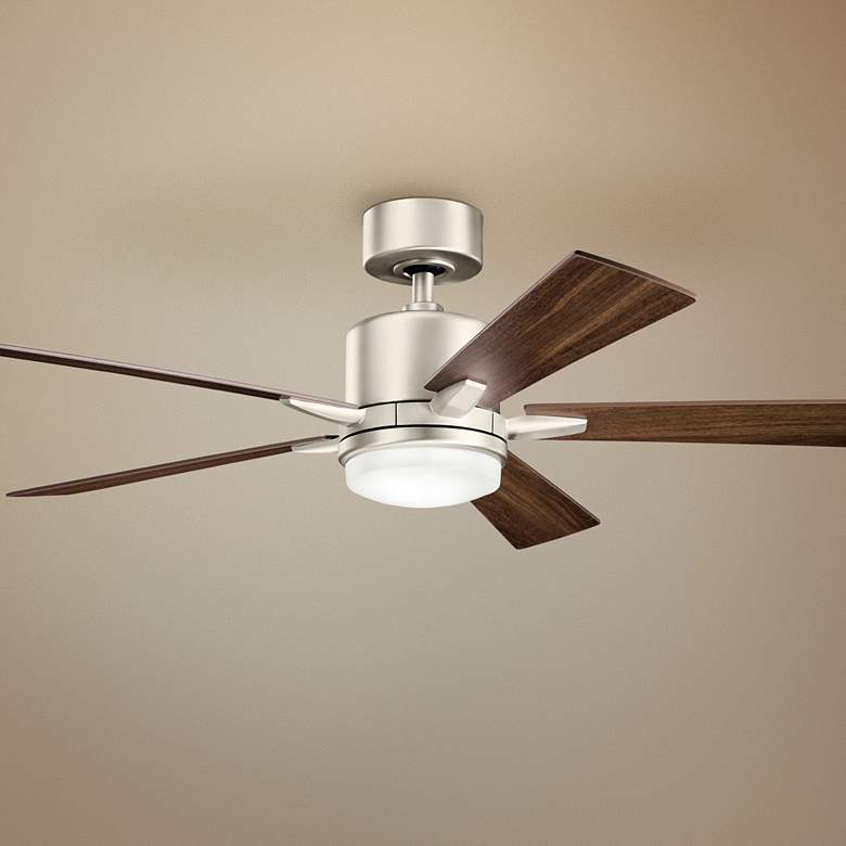 Image 1 52 inch Kichler Lucian Brushed Nickel LED Ceiling Fan with Wall Control