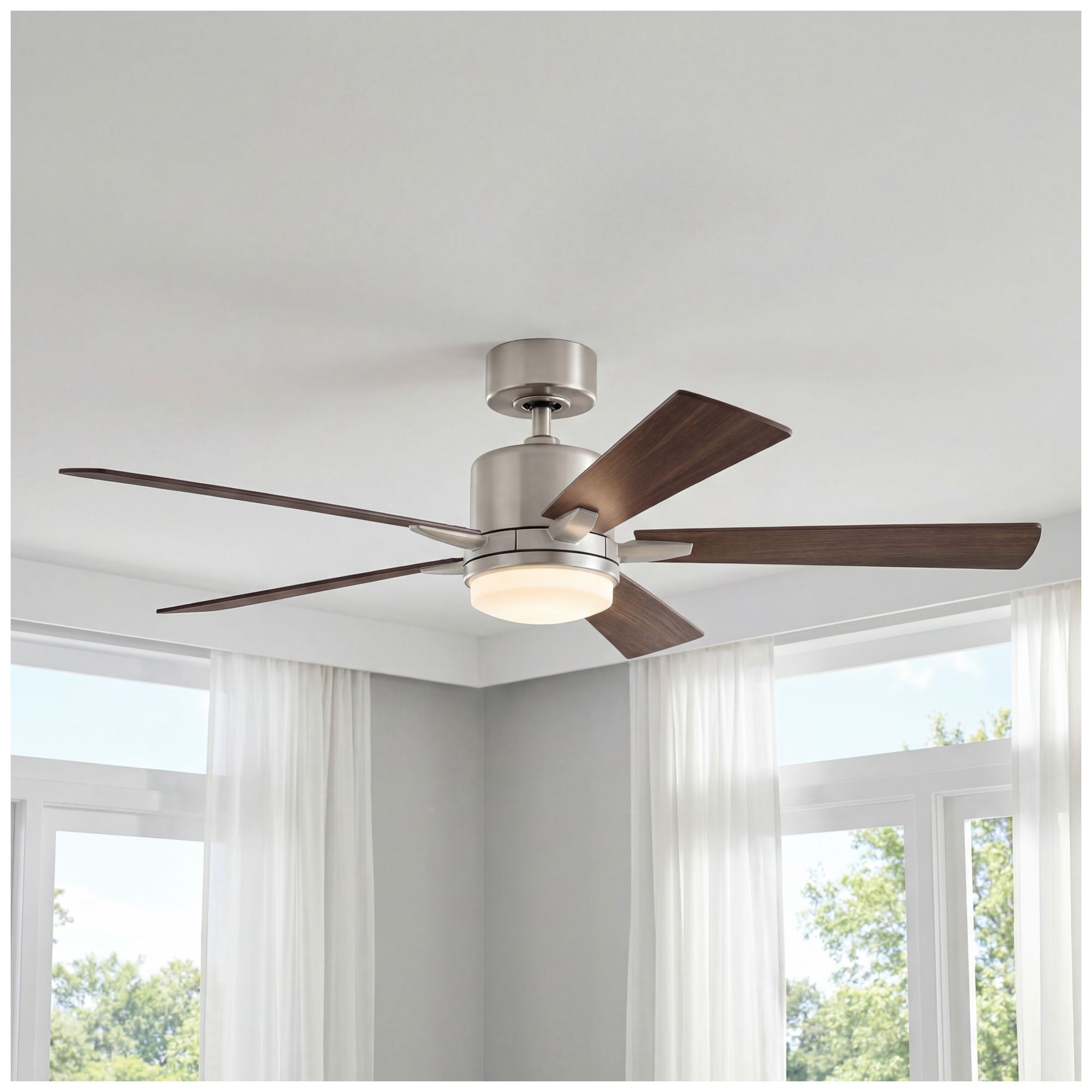 Image 4 52" Kichler Lucian Brushed Nickel LED Ceiling Fan with Wall Control more views
