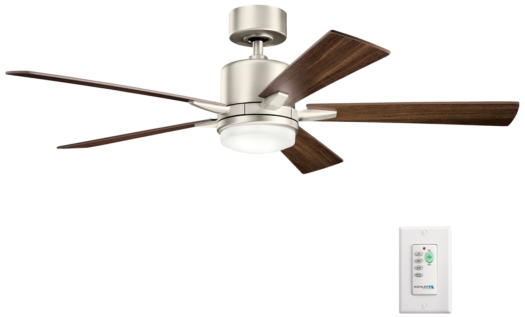 Image 5 52" Kichler Lucian Brushed Nickel LED Ceiling Fan with Wall Control more views