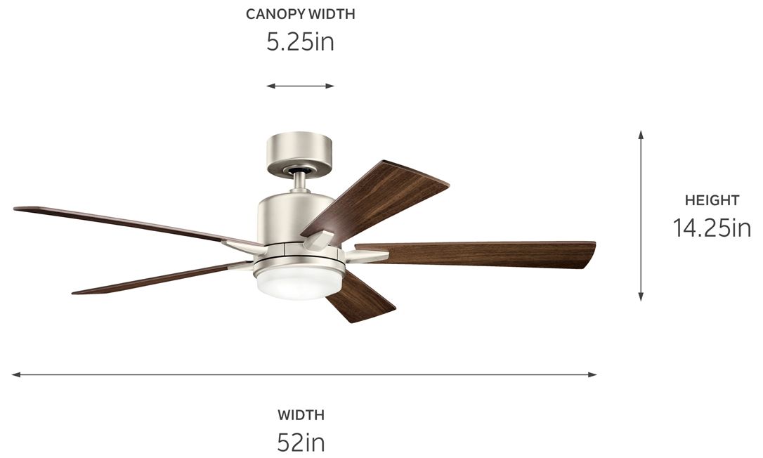 52" Kichler Lucian Brushed Nickel LED Ceiling Fan with Wall Control
