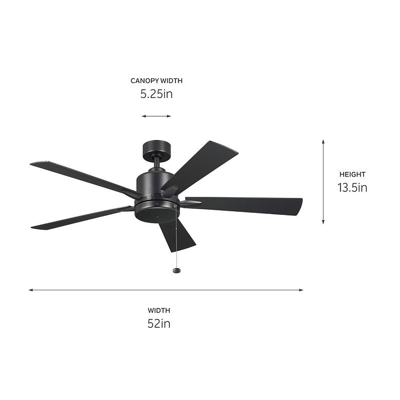 Image 5 52 inch Kichler Lucian II Satin Black Pull-Chain Indoor Ceiling Fan more views