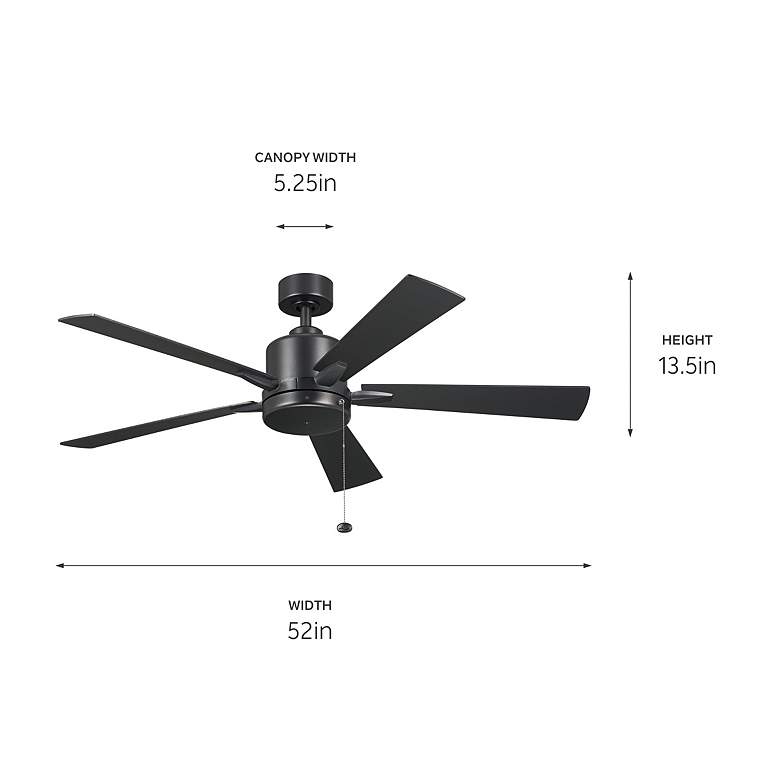 Image 6 52" Kichler Lucian II Satin Black Pull-Chain Indoor Ceiling Fan more views