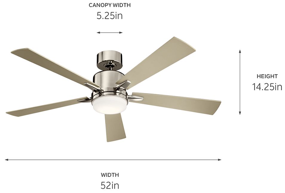 52" Kichler Lucian Polished Nickel LED Ceiling Fan with Wall Control