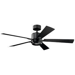 52&quot; Kichler Lucian Satin Black LED Ceiling Fan with Wall Control