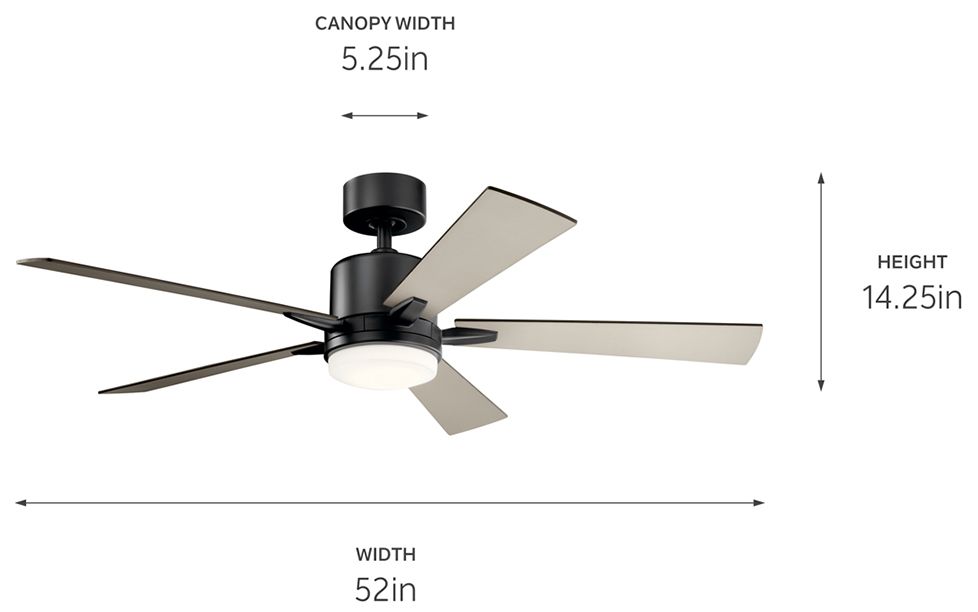 Image 5 52" Kichler Lucian Satin Black LED Ceiling Fan with Wall Control more views