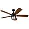 52" Kichler Lydra Black Damp Rated LED Ceiling Fan with Remote