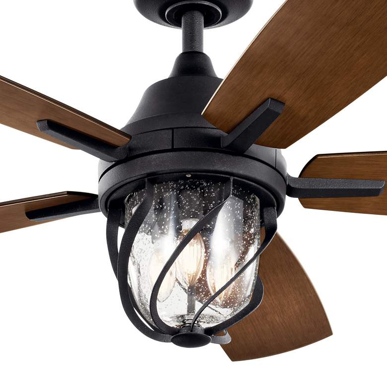 Image 4 52" Kichler Lydra Black Damp Rated LED Ceiling Fan with Remote more views