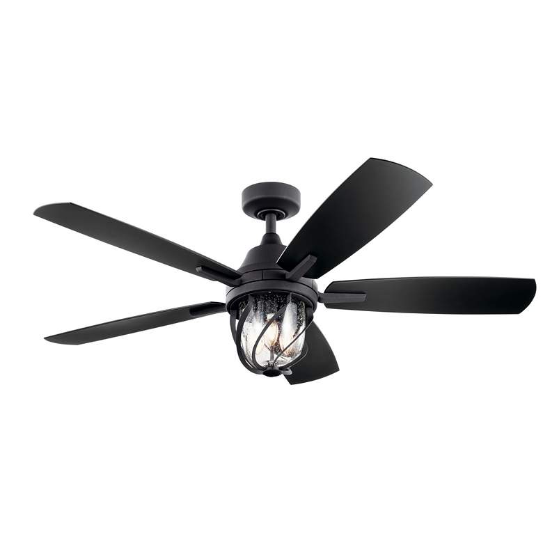 Image 6 52 inch Kichler Lydra Black Damp Rated LED Ceiling Fan with Remote more views