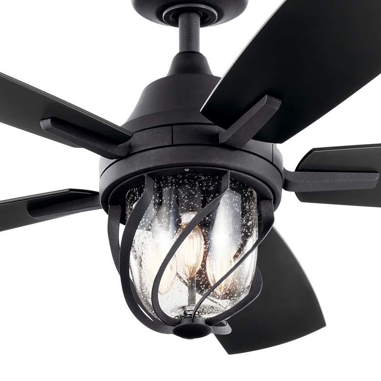 Image 7 52 inch Kichler Lydra Black Damp Rated LED Ceiling Fan with Remote more views