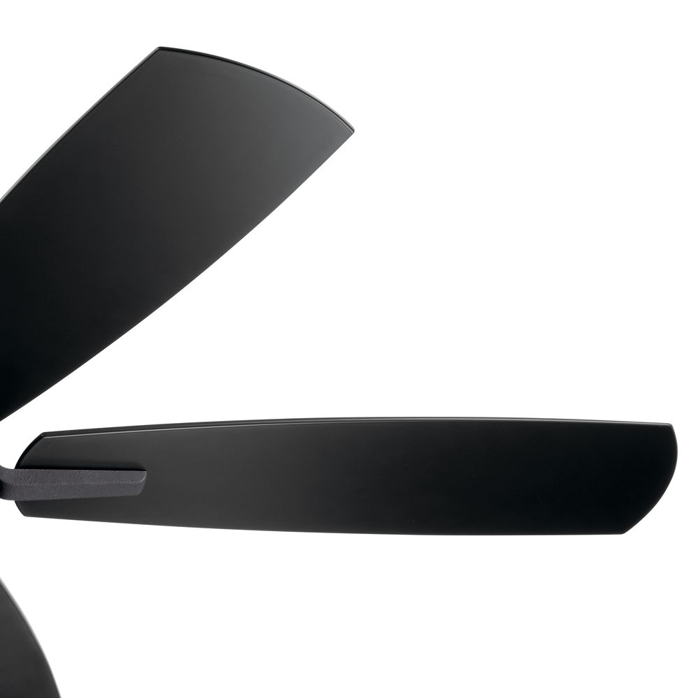 52" Kichler Lydra Black Damp Rated LED Ceiling Fan with Remote in scene