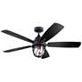 52" Kichler Lydra Black Damp Rated LED Ceiling Fan with Remote in scene