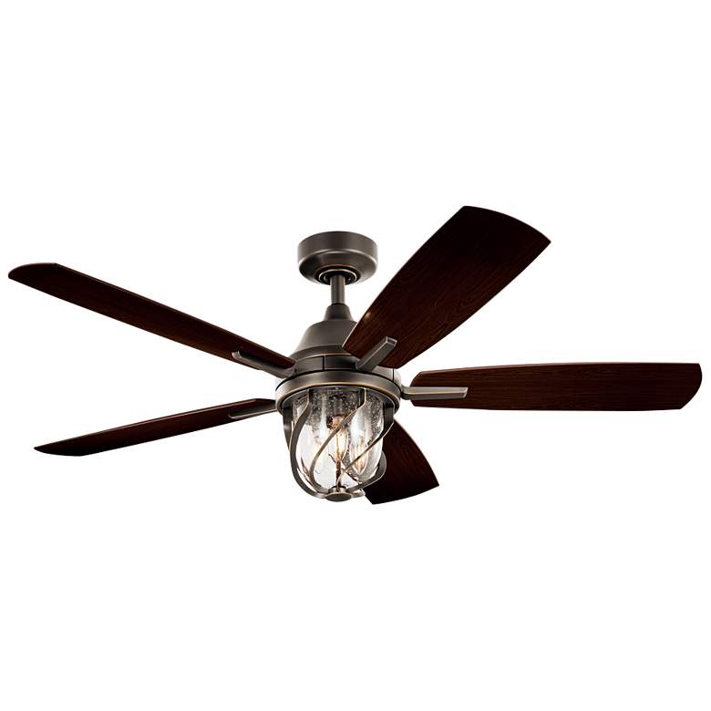 Image 3 52 inch Kichler Lydra Olde Bronze Damp Rated LED Ceiling Fan with Remote
