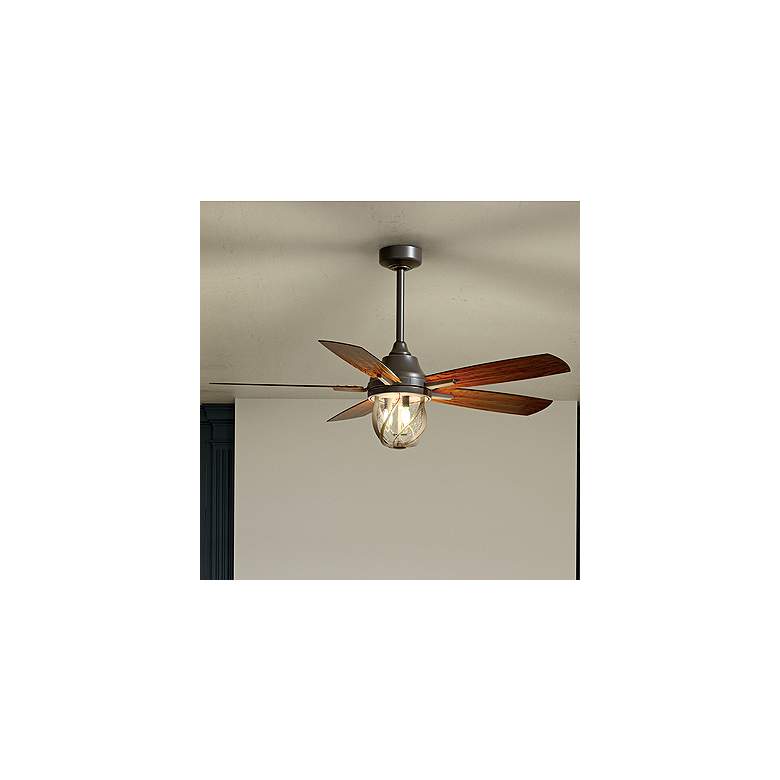 Image 2 52" Kichler Lydra Olde Bronze Damp Rated LED Ceiling Fan with Remote