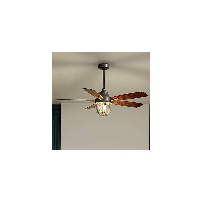 Image 1 52" Kichler Lydra Olde Bronze Damp Rated LED Ceiling Fan with Remote