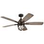 52" Kichler Lydra Olde Bronze Damp Rated LED Ceiling Fan with Remote in scene