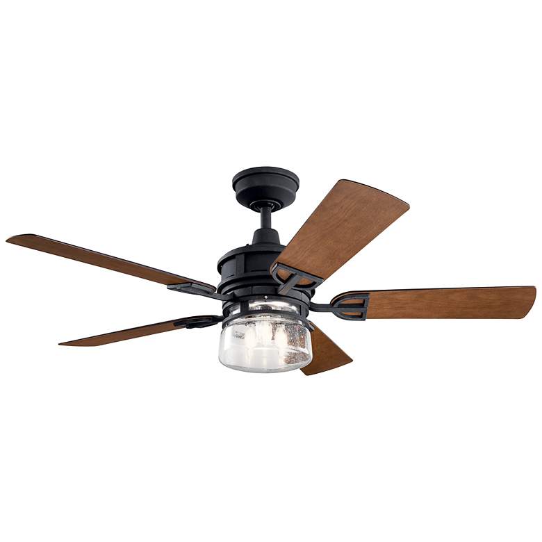 Image 2 52" Kichler Lyndon Black LED Outdoor Ceiling Fan with Wall Control