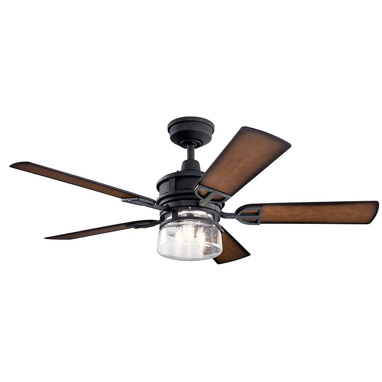 Image 3 52" Kichler Lyndon Black LED Outdoor Ceiling Fan with Wall Control more views