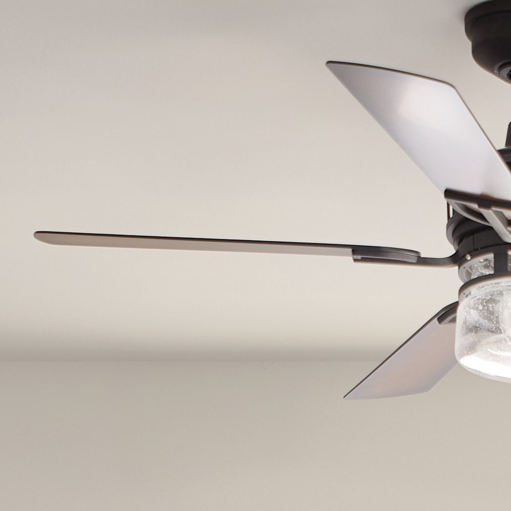 52" Kichler Lyndon Black LED Outdoor Ceiling Fan with Wall Control