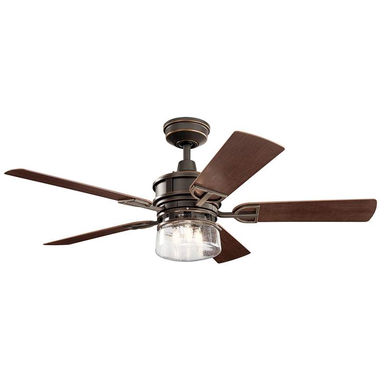 Image 2 52 inch Kichler Lyndon Bronze LED Wet Rated Ceiling Fan with Wall Control