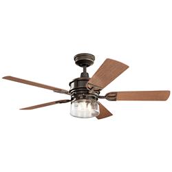 52" Kichler Lyndon Bronze LED Wet Rated Ceiling Fan with Wall Control