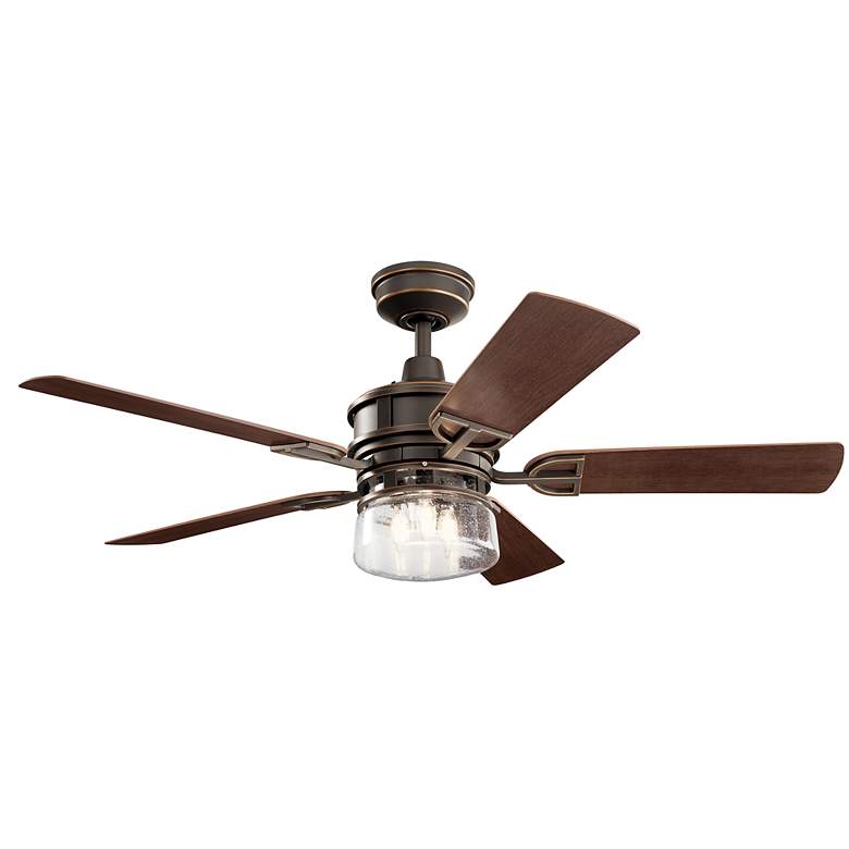 Image 3 52" Kichler Lyndon Bronze LED Wet Rated Ceiling Fan with Wall Control more views