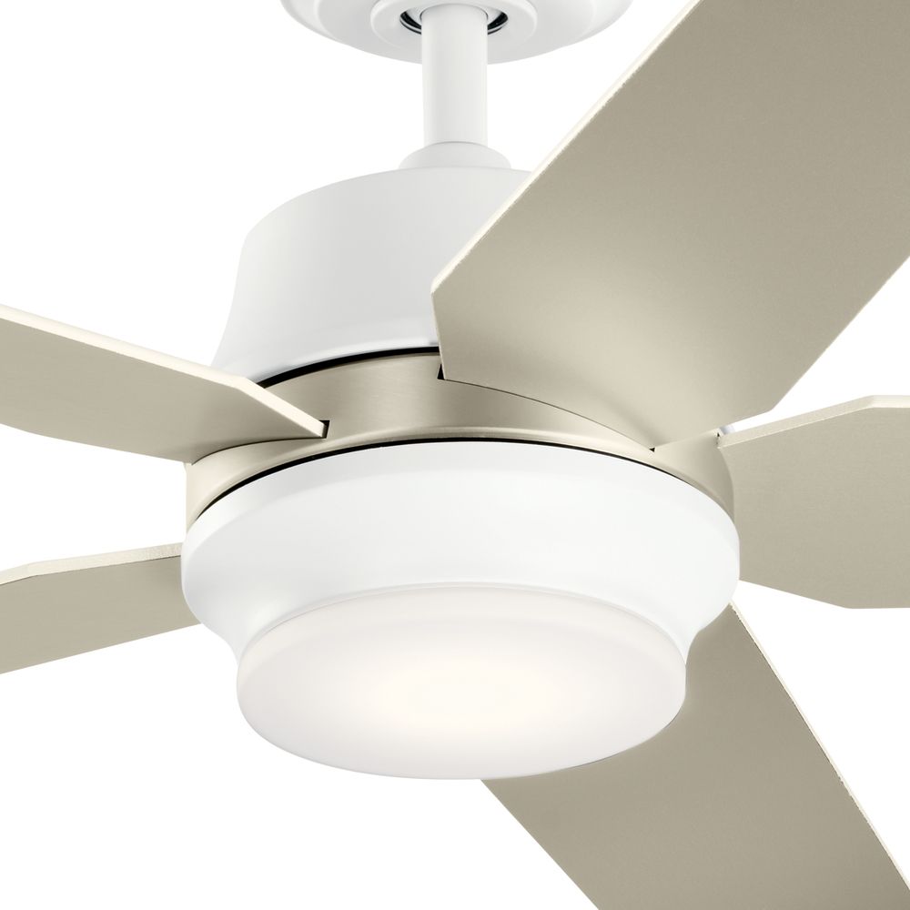 52" Kichler Maeve Matte White LED Ceiling Fan with Remote in scene