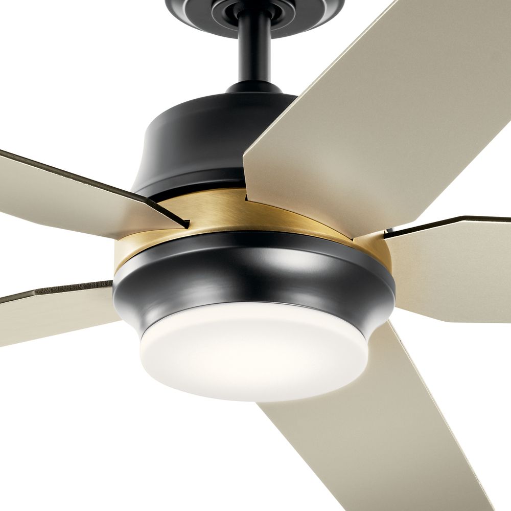 52" Kichler Maeve Satin Black LED Ceiling Fan with Remote in scene