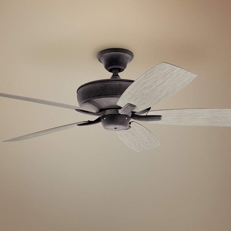 Image 1 52" Kichler Monarch II Patio Weathered Zinc Ceiling Fan with Remote