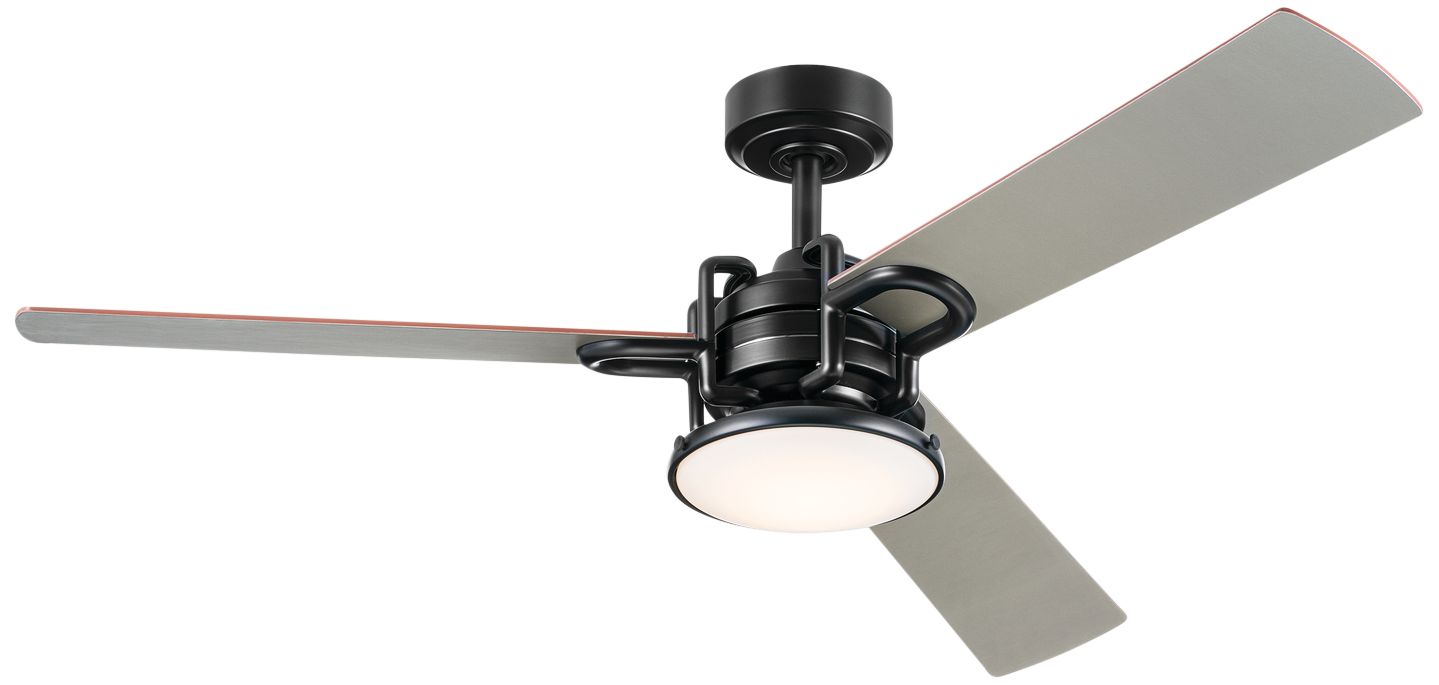 52" Kichler Pillar Satin Black LED Indoor Ceiling Fan with Remote