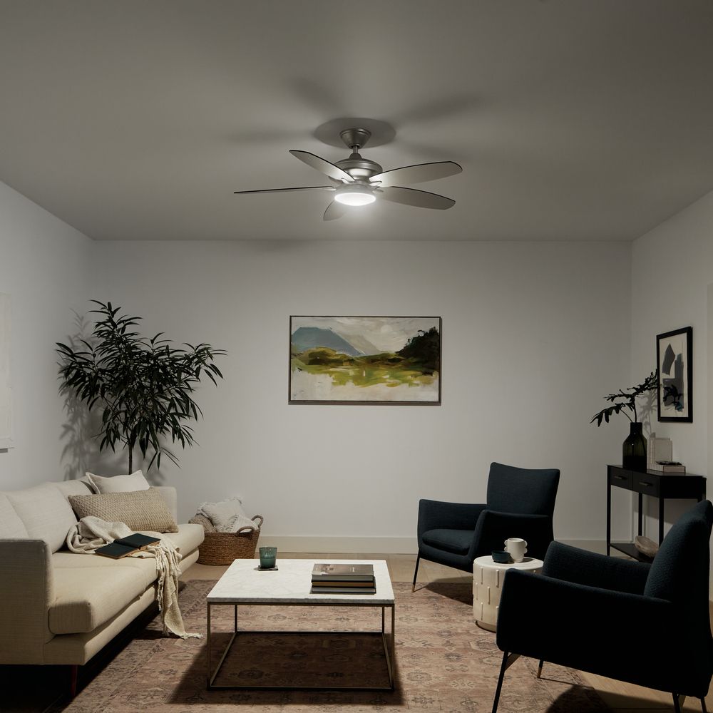 52" Kichler Renew Painted Brushed Nickel LED Ceiling Fan in scene
