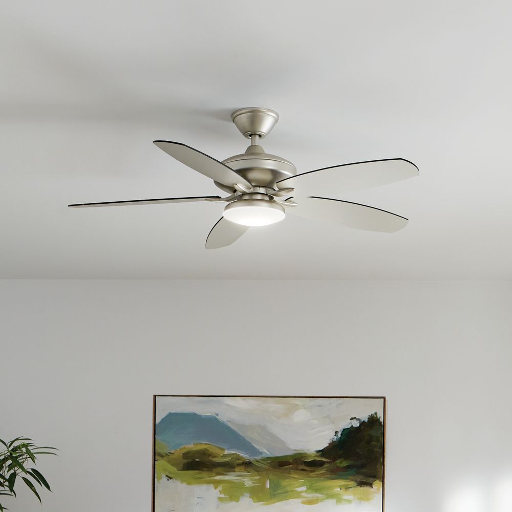 52" Kichler Renew Painted Brushed Nickel LED Ceiling Fan in scene