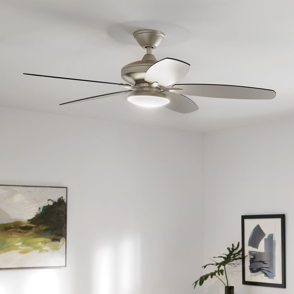 52" Kichler Renew Painted Brushed Nickel LED Ceiling Fan in scene