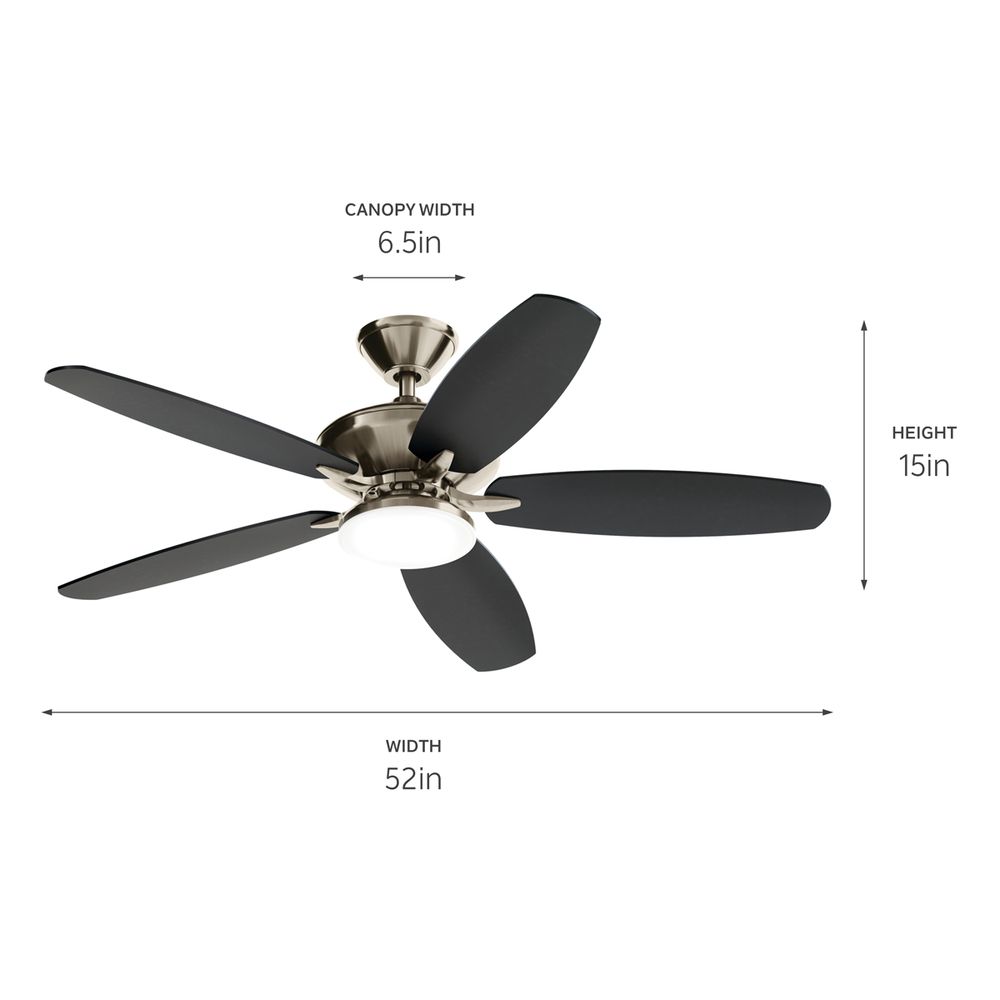 52" Kichler Renew Painted Brushed Nickel LED Ceiling Fan in scene