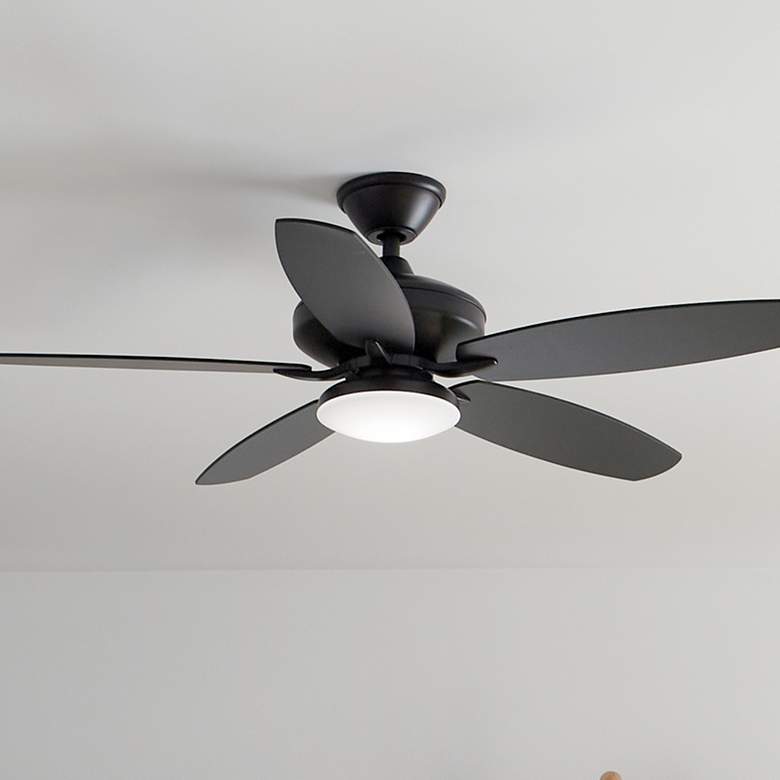 52" Kichler Renew Satin Black and Silver LED Ceiling Fan 605H2