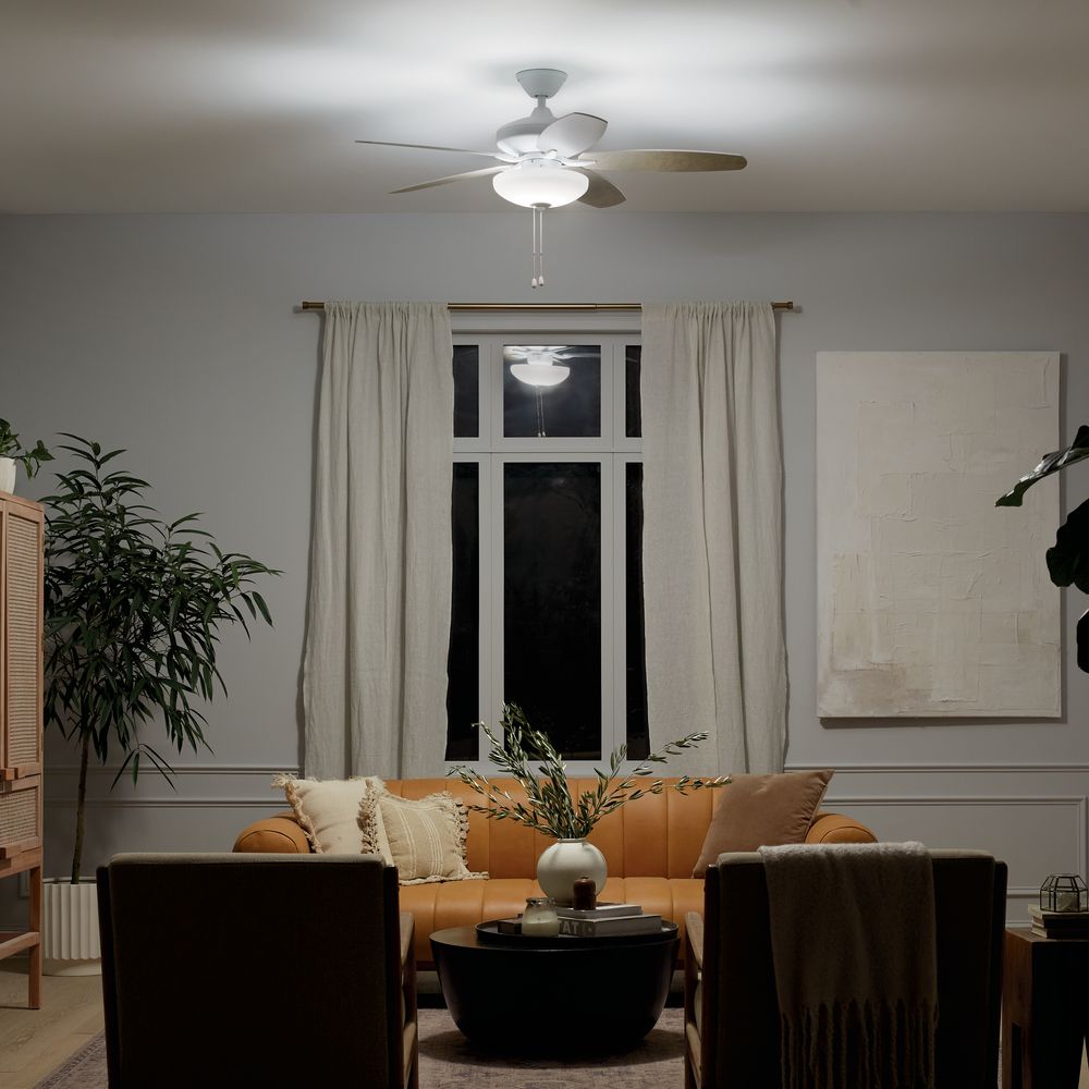 52" Kichler Renew Select Matte White LED Ceiling Fan in scene