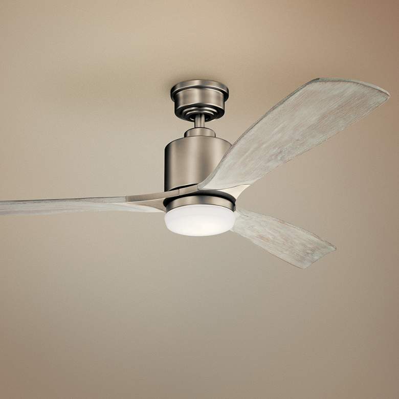 Image 1 52 inch Kichler Ridley II Antique Pewter LED Ceiling Fan with Wall Control