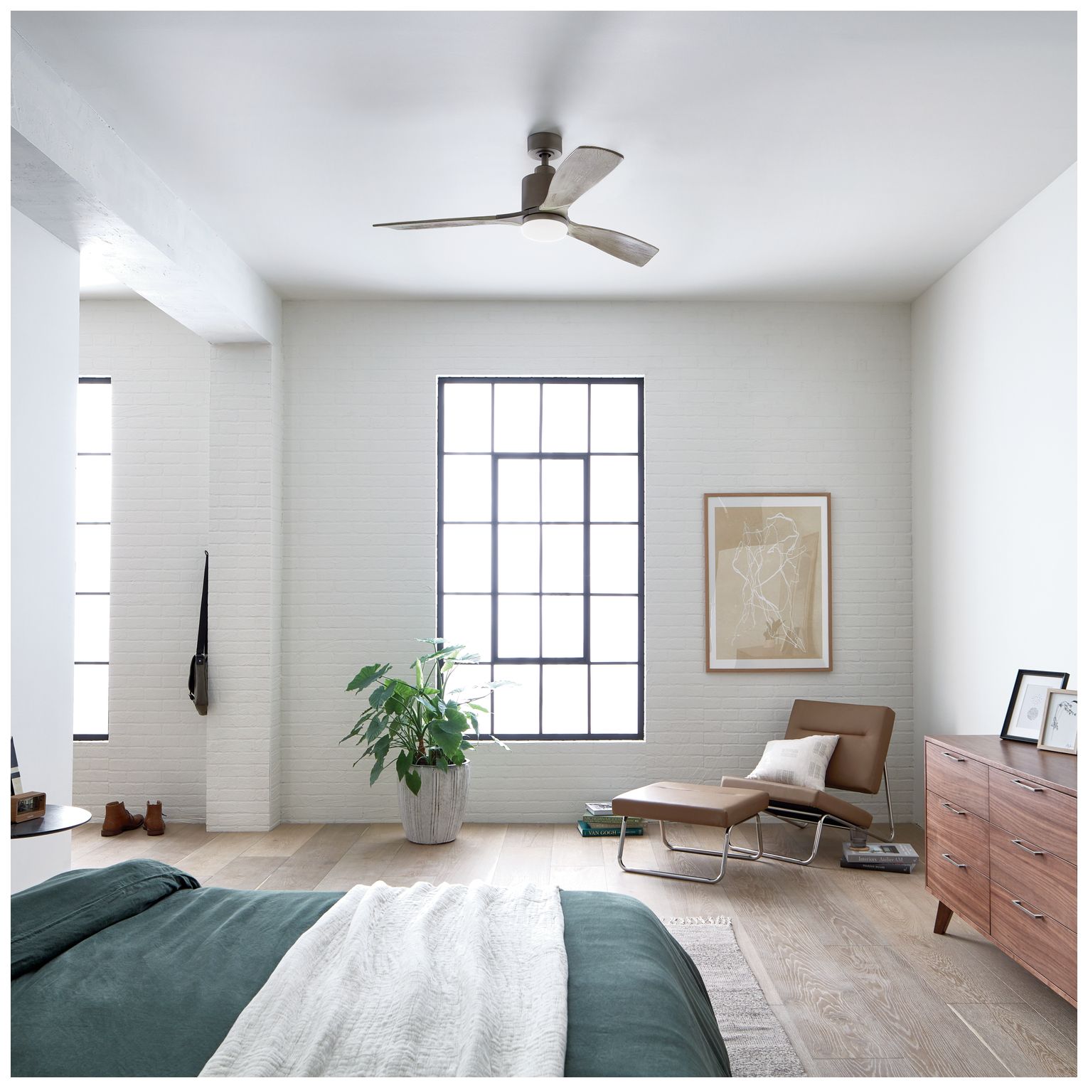 Image 6 52" Kichler Ridley II Antique Pewter LED Ceiling Fan with Wall Control more views