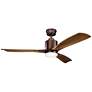 52" Kichler Ridley II Bronze LED Ceiling Fan with Wall Control